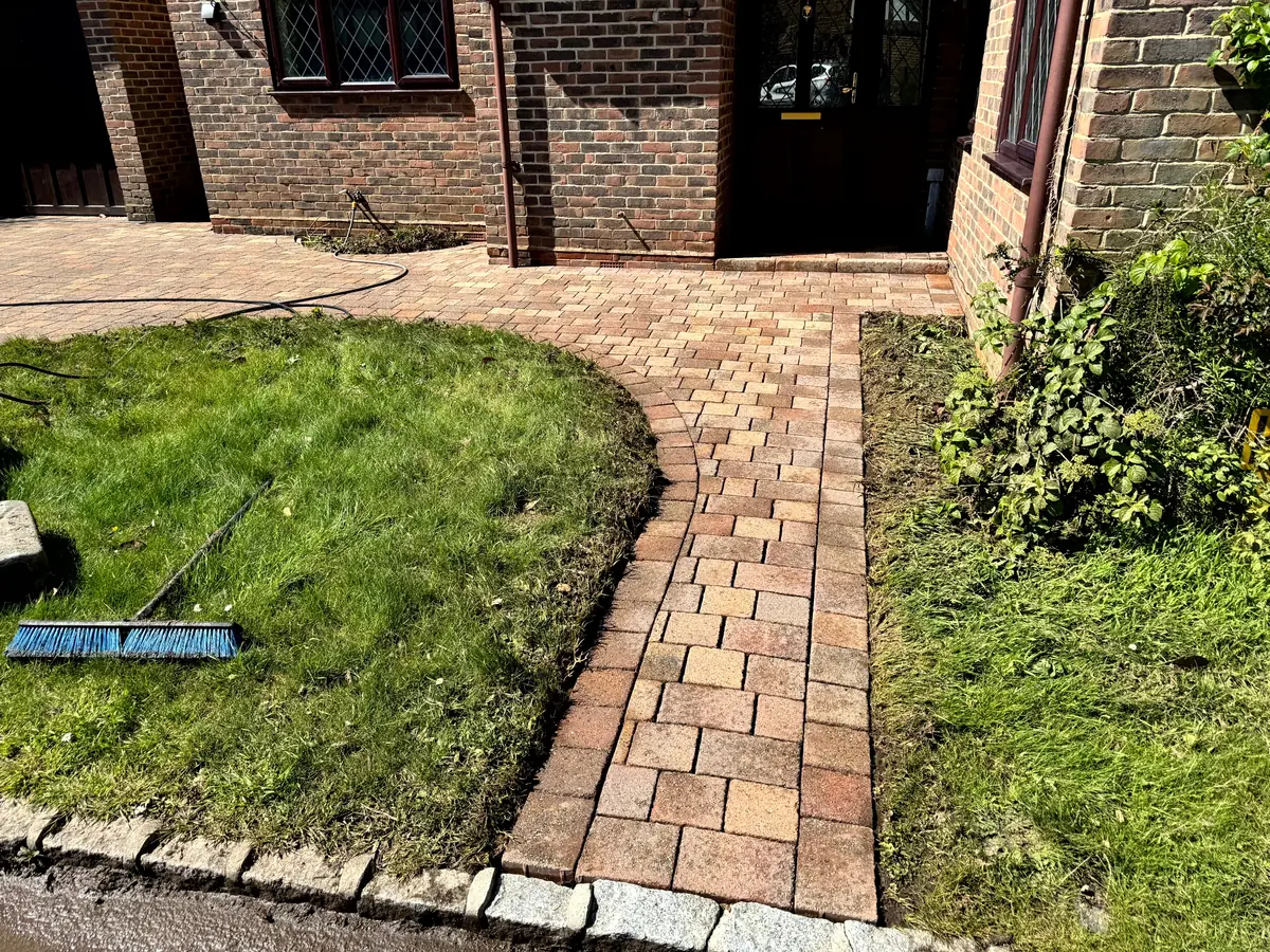 Clean driveway in Camberley, Surrey after pressure washing