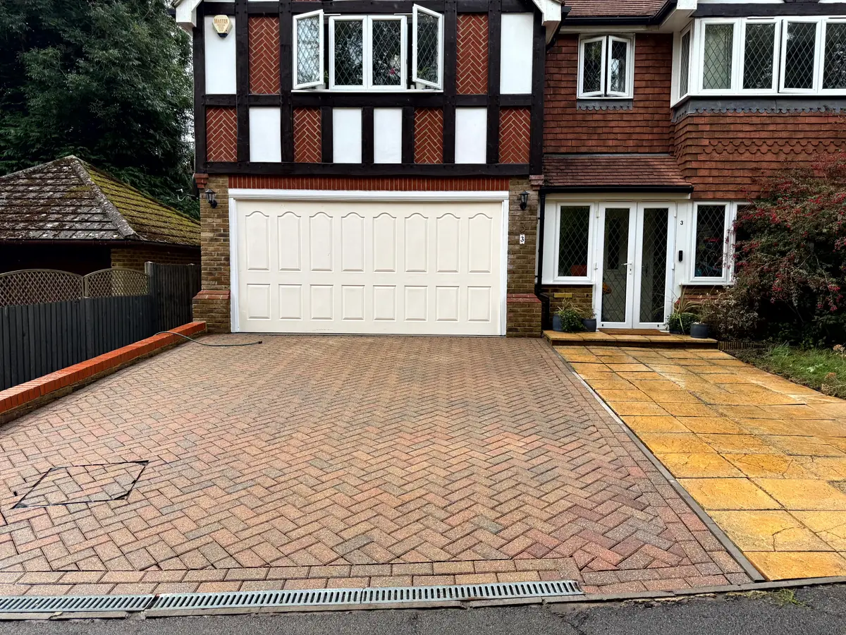 Clean driveway in Guildford, Surrey after pressure washing
